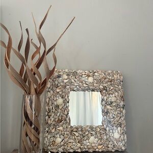 Crate&Barrel Seashell Mosaic 16”x16” Square Mirror - Natural Tones